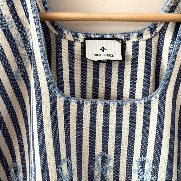 Tuckernuck Blue Stripe Mini Sullivan Embroidered Canvas Caftan Ladies medium - Picture 5 of 8
